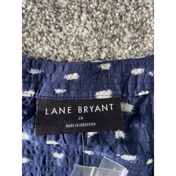 Women's Lane Bryant Size 28 Navy Blue Blouse NWT Boho Coastal Romantic Beachy - Picture 3 of 7